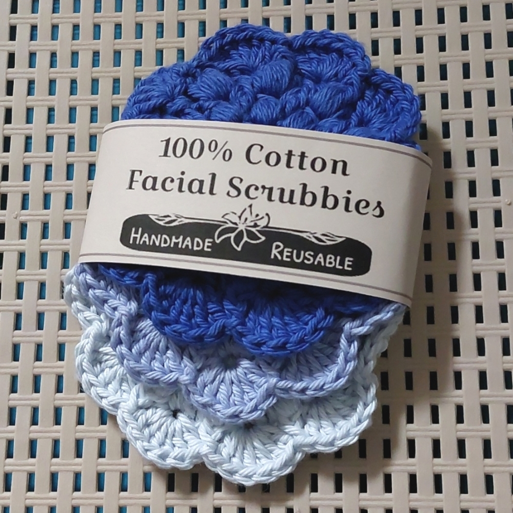 Crochet Super Scrub Facial Rounds▪︎Blue Ombre Special Edition▪︎Set of 3